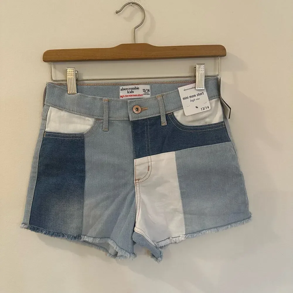 NEW Abercrombie Kids High Rise Mom Short sz 13/14